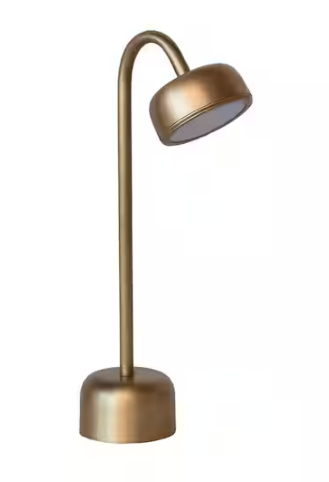 Storied Home 14 in. Antique Brass Finish Metal LED Table Lamp with Touch Sensor and Adjustable Head