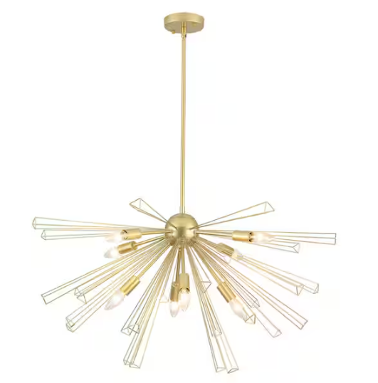 ADSENSTY 8-Light Dimmable Gold Sputnik Sphere Chandelier for Kitchen Island, Dining Room with No Bulbs Included