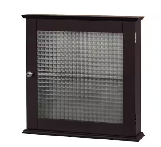 Teamson Home Chesterfield 18.5 in. W x 18.5 in. H x 5.5 D Removable Wooden Medicine Cabinet with Waffle Glass Door- Espresso