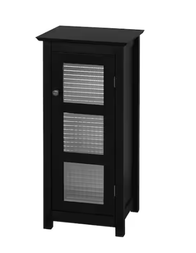 Teamson Home Cape Cod 13-1/2 in. W x 30-1/2 in. H x 13 in. D Bathroom Linen Storage Floor Cabinet with Glass Door in Espresso