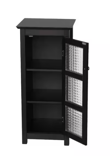 Teamson Home Cape Cod 13-1/2 in. W x 30-1/2 in. H x 13 in. D Bathroom Linen Storage Floor Cabinet with Glass Door in Espresso