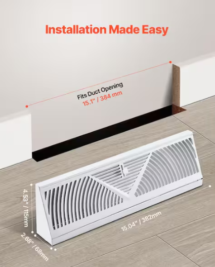 15 in. x 5 in. Floor Registers, 10-Pack Baseboard Registers, HVAC Heavy-Duty Iron Floor Vents, Rustproof Anti-Peeling