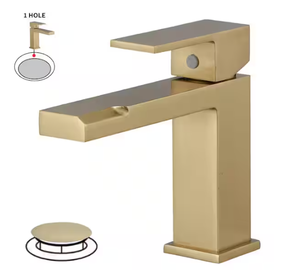 BWE Single-Handle Single-Hole Modern Bathroom Faucet For Sink Drip-Free Vanity Sink Faucet in Brushed Gold