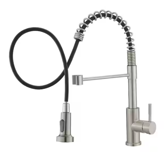 PERLIRIA INC Commercial Single Handle Single Hole Pull Down Sprayer Kitchen Faucet for Rv, Camper, Laundry Sink in Brushed Nickel