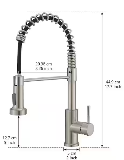 PERLIRIA INC Commercial Single Handle Single Hole Pull Down Sprayer Kitchen Faucet for Rv, Camper, Laundry Sink in Brushed Nickel