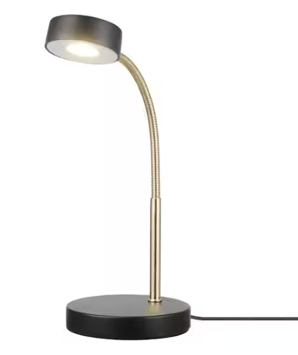 Hampton Bay 15 in. Matte Black LED Lamp with Adjustable Lamp Head