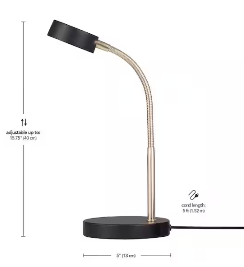 Hampton Bay 15 in. Matte Black LED Lamp with Adjustable Lamp Head
