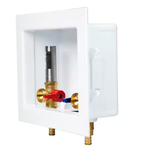 Apollo 1/2 in. Brass PEX-B Barb x 3/4 in. Male Hose Thread Washing Machine Outlet Box With Hammer Arrestor