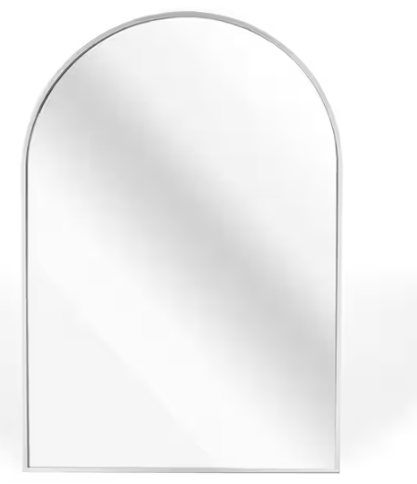 Modern 20 in. W x 30 in. H Arched Framed Wall Bathroom Vanity Mirror in Silver for Bathroom, Living Room