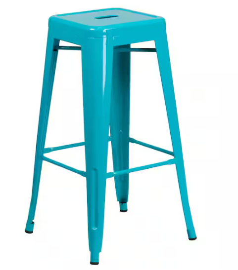 Flash Furniture 30 in. Crystal Blue Metal Bar Stool