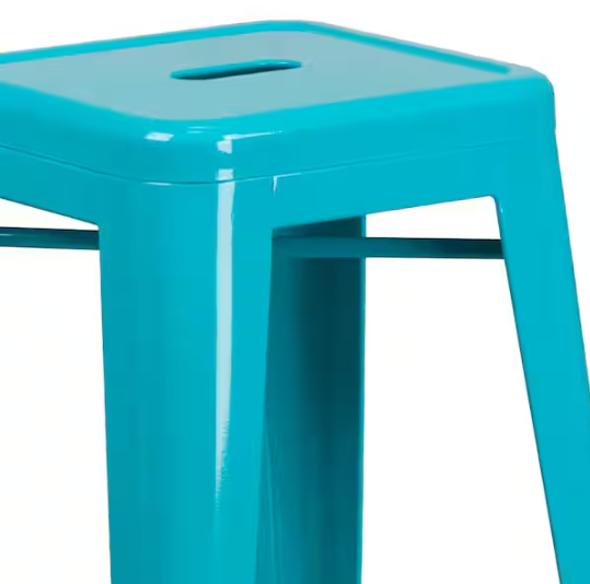 Flash Furniture 30 in. Crystal Blue Metal Bar Stool
