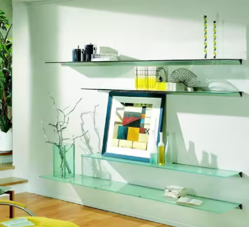 Wallscapes Glacier Clear Glass Shelf with Silver Bracket Shelf Kit (Price Varies By Size)