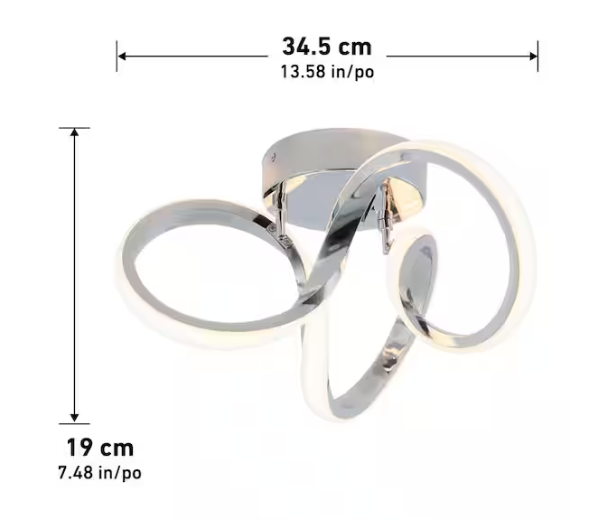 Artika Swirl 13 in. 1-Light Modern Chrome Integrated LED Flush Mount Ceiling Light Fixture for Kitchen or Bedroom
