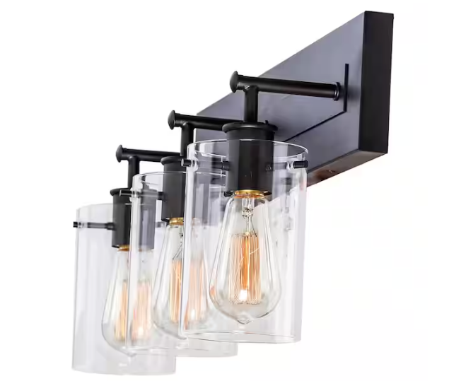 Hampton Bay Regan 21 in. 3-Light Espresso Bronze Vanity Light with Clear Glass Shades