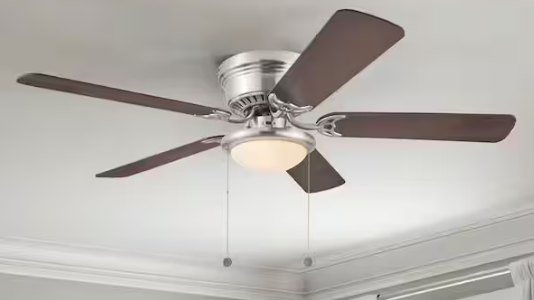 Hampton Bay Hugger 52 in. LED Indoor Brushed Nickel Ceiling Fan with Light Kit