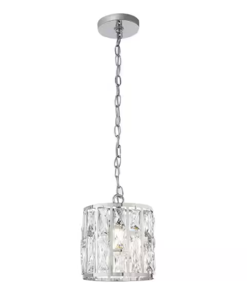 Home Decorators Collection Kristella 1-Light Chrome Crystal Pendant Light