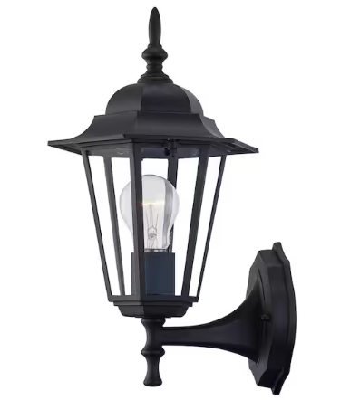 Uixe 1-Light Textured Black Outdoor Wall Lantern Sconce with Clear Glass