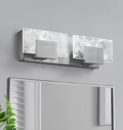 KAISITE 16 in. 2-Light Bathroom Modern Light Fixture Brushed Nickel LED Vanity Light Bar 10W Wall Sconce with 3000K Warm Light