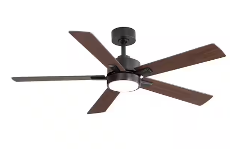 Breezary Charlie 52 in. Integrated LED Indoor Black Ceiling Fans with Light and Remote Control Included
