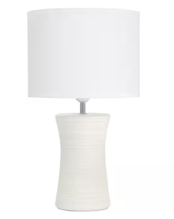 Simple Designs 16 .5 in. Off White Ceramic Hourglass Table Lamp