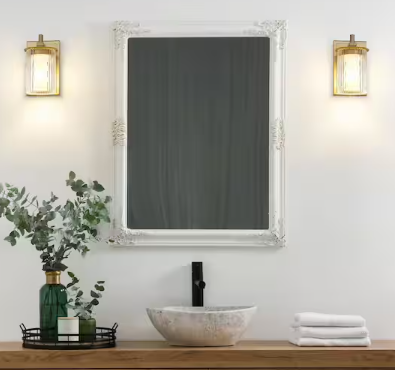 Grayson 4.75 in. 1-Light Modern Gold Wall Sconce with Clear - Etched Opal Glass Shade and No Bulb Included