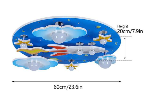 23.6 in. 8-Light Blue Creative Cartoon Universe Flush Mount Ceiling Light for Children's Room with Bulbs Included