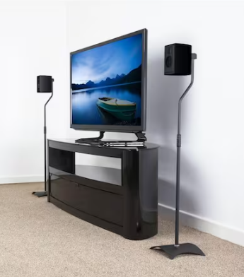 AVF Adjustable Height Speaker Floor Stands, Black (Set of 2)