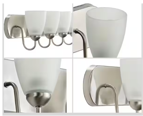 Progress Lighting Gather Collection 36 in. 5-Light Brushed Nickel Etched Glass Traditional Bathroom Vanity Light