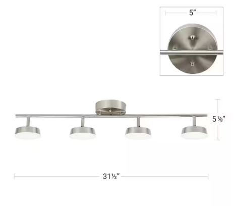 Hampton Bay Pratford 2.6 ft. 4-Light Brushed Nickel Integrated LED Fixed Track Lighting Kit