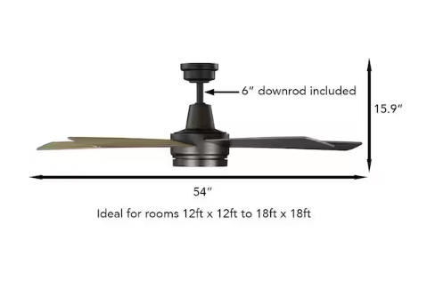 Hampton Bay Fanelee 54 in. White Color Changing LED Bronze Smart Ceiling Fan with Light Kit and Remote Powered by Hubspace