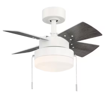 Hampton Bay Metarie II 24 in. Indoor Matte White Ceiling Fan with Light