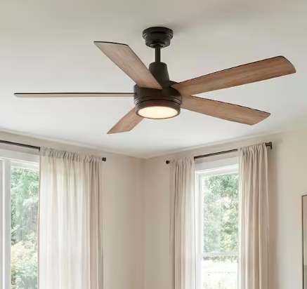 Hampton Bay Fanelee 54 in. White Color Changing LED Bronze Smart Ceiling Fan with Light Kit and Remote Powered by Hubspace