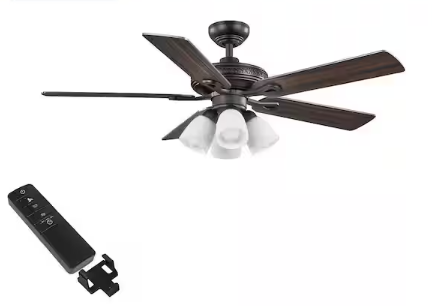 Hampton Bay 52 in. Burgess Matte Black Indoor LED Smart Ceiling Fan with Light Kit and Remote Control Powered by Hubspace