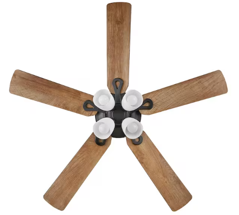 Hampton Bay 52 in. Burgess Matte Black Indoor LED Smart Ceiling Fan with Light Kit and Remote Control Powered by Hubspace