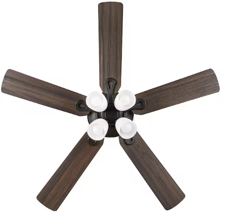 Hampton Bay 52 in. Burgess Matte Black Indoor LED Smart Ceiling Fan with Light Kit and Remote Control Powered by Hubspace