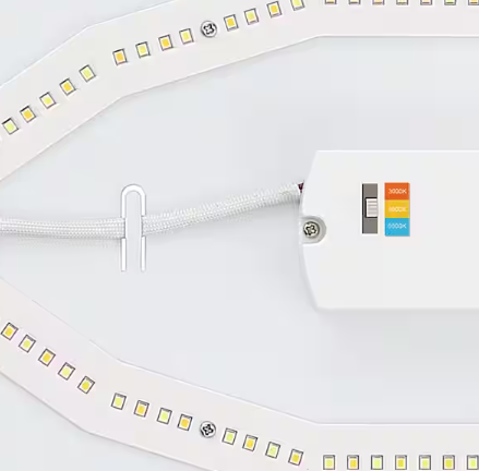 Commercial Electric 1-Pack Commercial Electric 32 in. Modern Brushed Nickel Dimmable Integrated LED Flush Mount for Kitchens