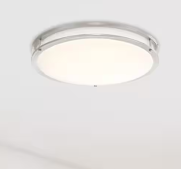 Commercial Electric DC Series 16 in. Contemporary Low-Profile Brushed Nickel Selectable Dimmable LED Flush Mount with for Kitchens