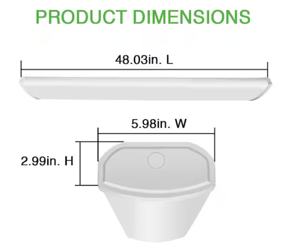 Commercial Electric 1-Pack 4 ft. 3600 Lumens LED Ceiling Wraparound Light 120V Hardwire Garage Laundry Room Shop Light Bright White 4000K