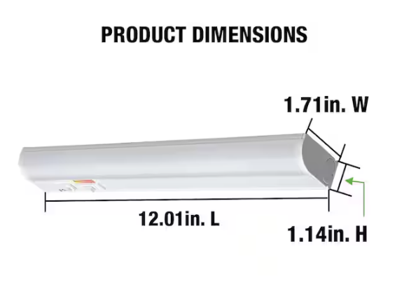Commercial Electric Plug-In 12 inch Linkable LED Undercabinet Light Task Under Counter Kitchen Lighting 3 Color Temperature Options