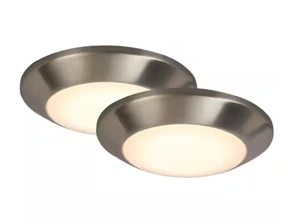 Commercial Electric 7 in. Brushed Nickel LED Flush Mount (2-Pack)