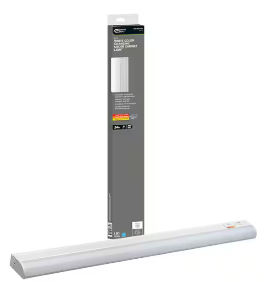 Commercial Electric Plug-In 24 inch Linkable LED Undercabinet Light Task Under Counter Kitchen Lighting 3 Color Temperature Options