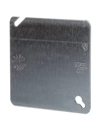 Steel City 4 in. Metallic Blank Square Electrical Box Cover (52C1-50R)