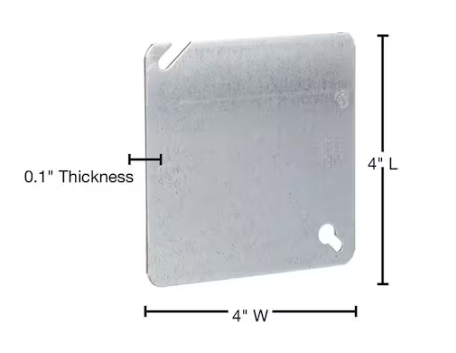 Steel City 4 in. Metallic Blank Square Electrical Box Cover (52C1-50R)
