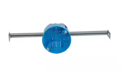 Carlon 1-Gang 4 in. 20 cu. in. Electrical PVC New Work Fan Rated Electrical Ceiling Box with Large Hanger Bar (B620KR-CFB)