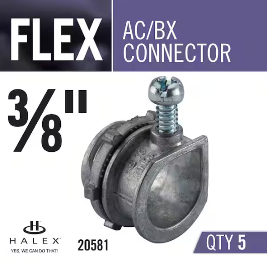 Halex 3/8 in. Flexible Metal Conduit (FMC) Conduit Connector (5-Pack)