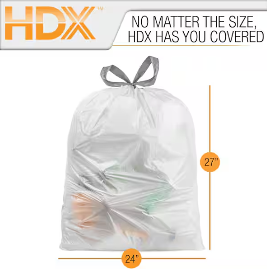 HDX 13 Gal. Scented Flex Drawstring Kitchen Trash Bags with 10% PCR (140-Count)