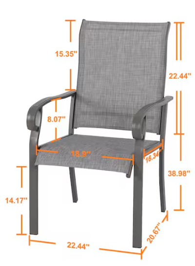 Nuu Garden Light Gray Textilene Metal Outdoor Patio Chairs (2-Pack)
