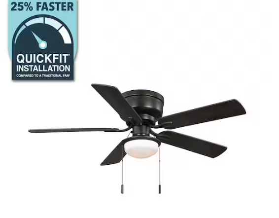 Hampton Bay- Colton 52 in. Indoor Flat Bronze Low Profile Ceiling Fan with Light Kit and Bright White LED Bulb Included