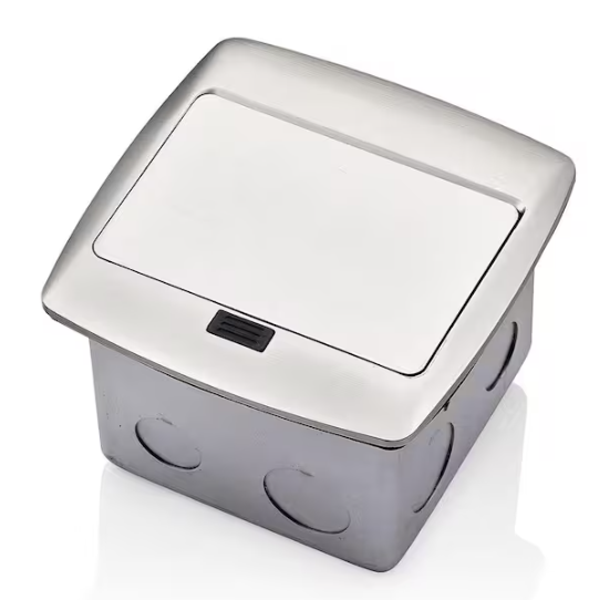 Leviton Pop-Up Floor Box with 20 Amp, Tamper-Resistant Outlet, Brushed Nickel PFTR2-BN
