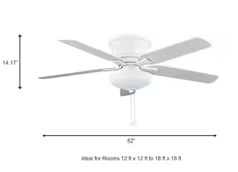 Hampton Bay Holly Springs Low Profile 52 in. LED Indoor Matte White Ceiling Fan with Light Kit